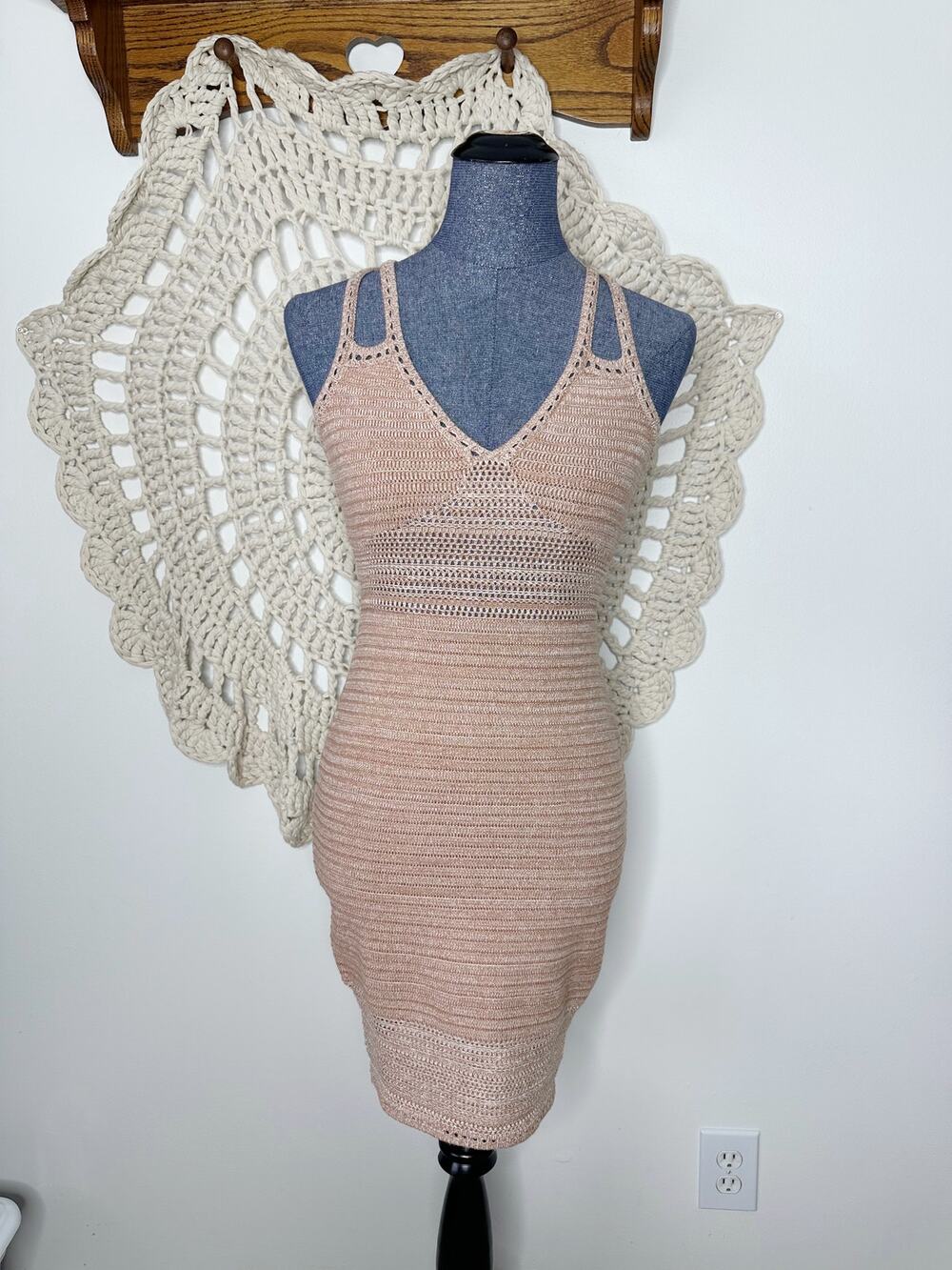 Torn By Ronny Kobo Mira Crochet Bodycon Dress Size Small